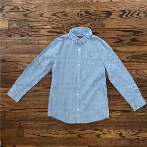 Vineyard Vines Boys Whale Button-Down Shirt, Blue Gingham, Size Small (8-10)